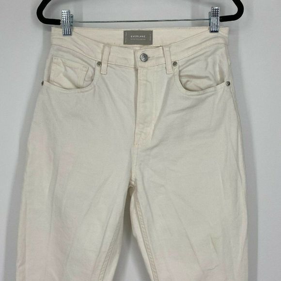 Everlane The High Rise Straight Leg Jeans Size 28 Stretch Denim Light Wash White - Picture 2 of 12